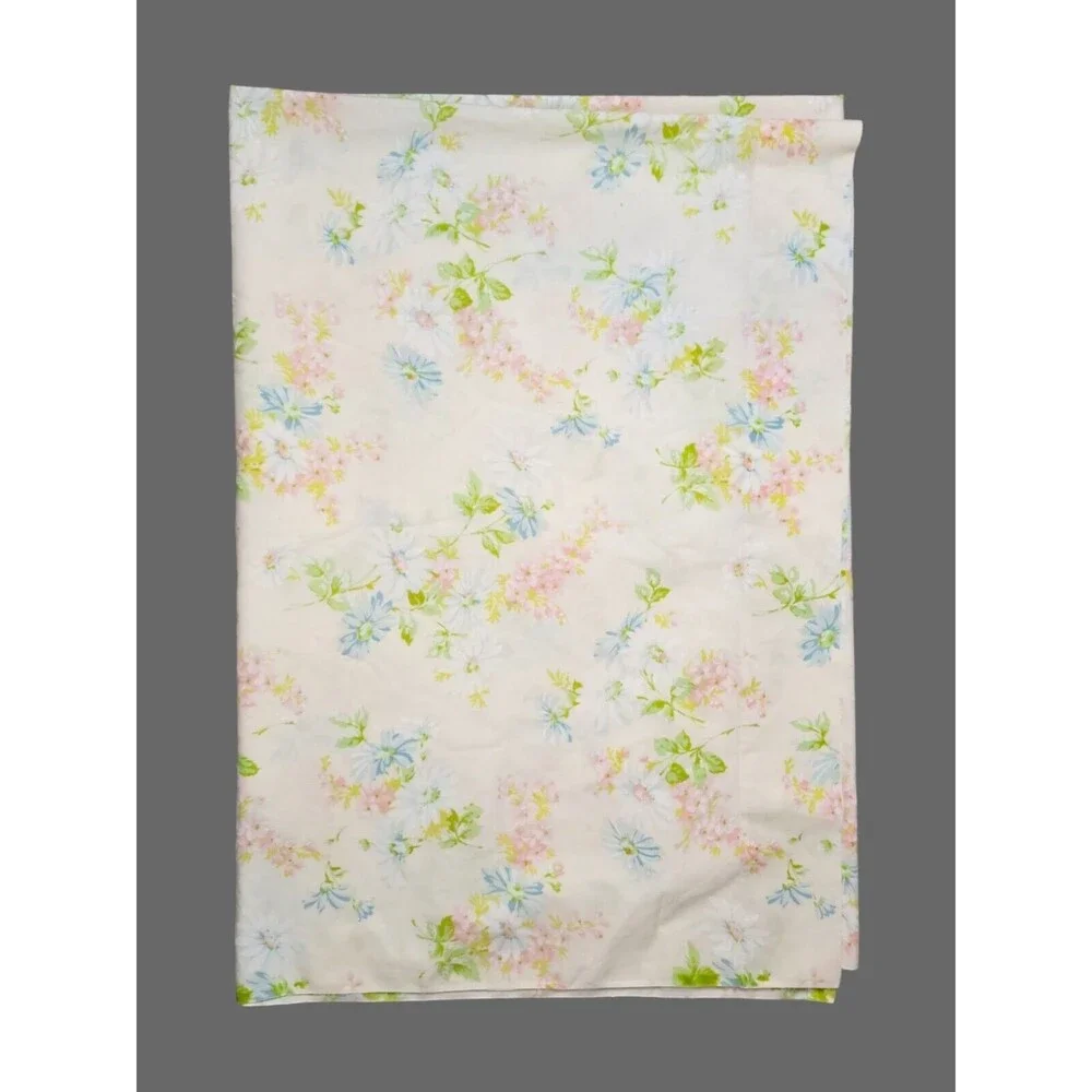 Vtg 70s-80s Springmaid Wondercale Floral Daisies Twin Flat Sheet Clean Retro